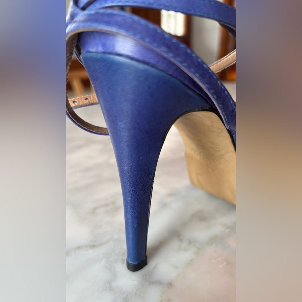 Colcci Original blue leather strappy heels size 8 ankle strap stilettos - Picture 14 of 16